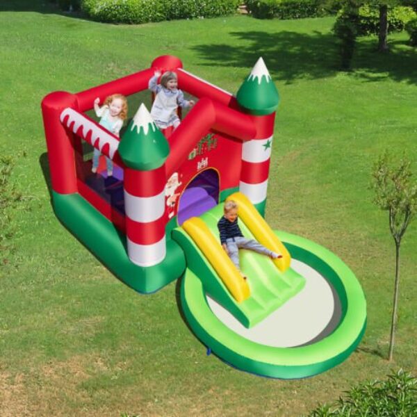 Santa's Festive Inflatable Bounce House & Slide for Kids