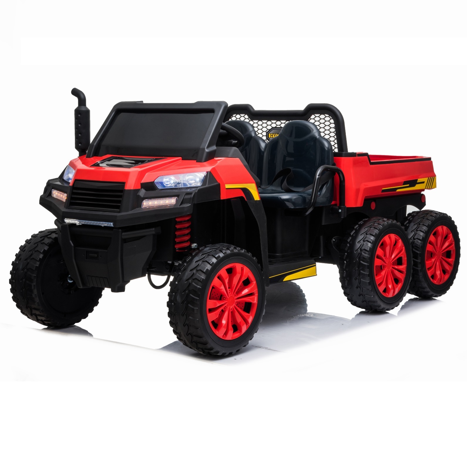 Two-Seater Red 24V Ride-On Farm Truck with Tipping Bed – Adventure Redefined!