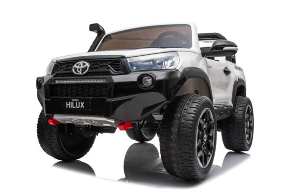 White 12v Toyota Hilux Rugged Ride on Car - Image 3