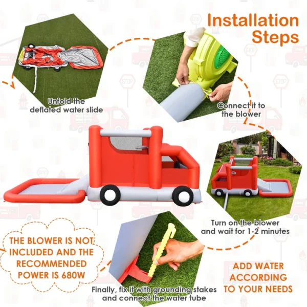 Inflatable Fire Truck Bounce Castle & Water Slide Combo - Image 5