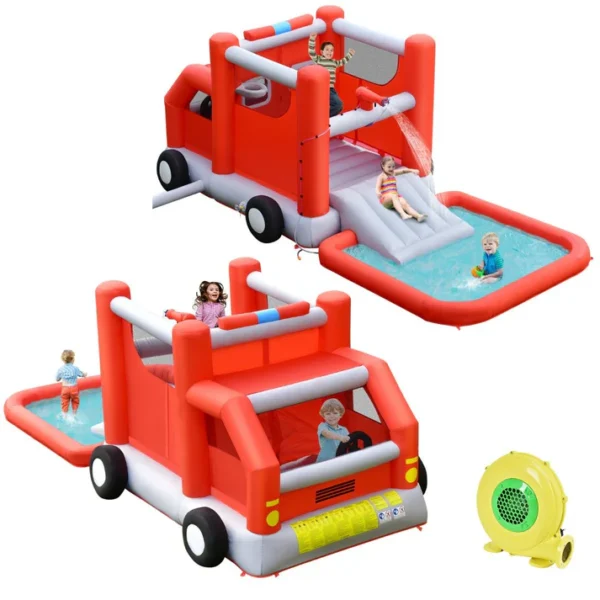 Inflatable Fire Truck Bounce Castle & Water Slide Combo - Image 7
