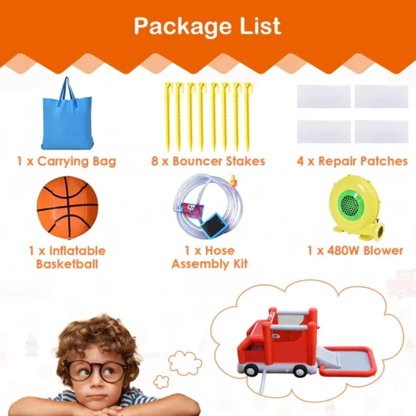 Inflatable Fire Truck Bounce Castle & Water Slide Combo - Image 8