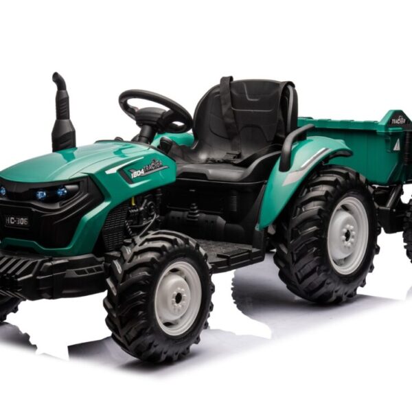 Dark Green 24V Farm Ride on Tractor with Trailer