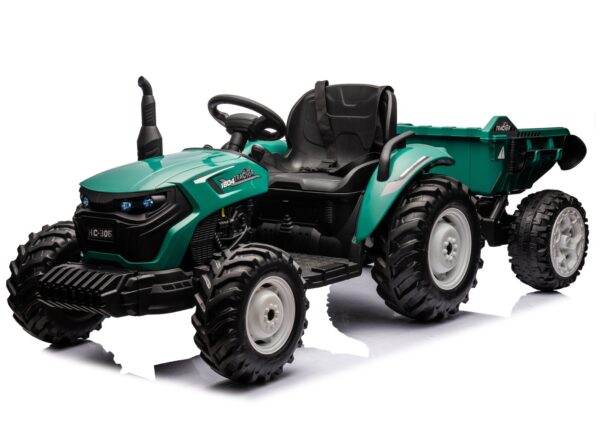 Dark Green 24V Farm Ride on Tractor with Trailer