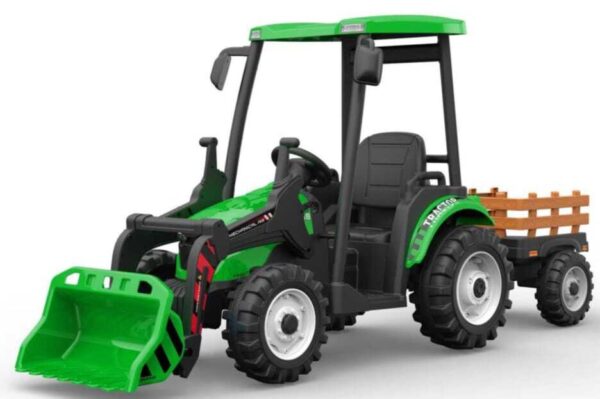 Green 24V Kids Ride-On Tractor with Roof – Adventure Starts Here!