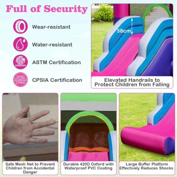 Kids Inflatable Bounce House with Slide & Games - Image 9