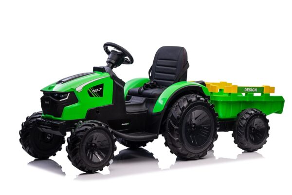 2 In 1 Green 12V Ride On Tractor - Image 2