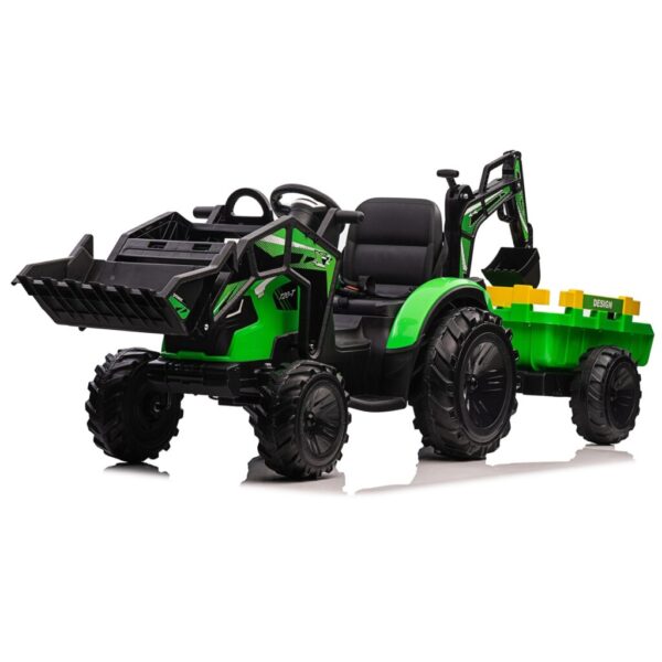 2 In 1 Green 12V Ride On Tractor