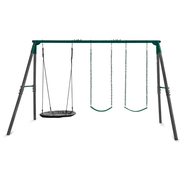 Titan Steel Double Swing Set with Nest Swing