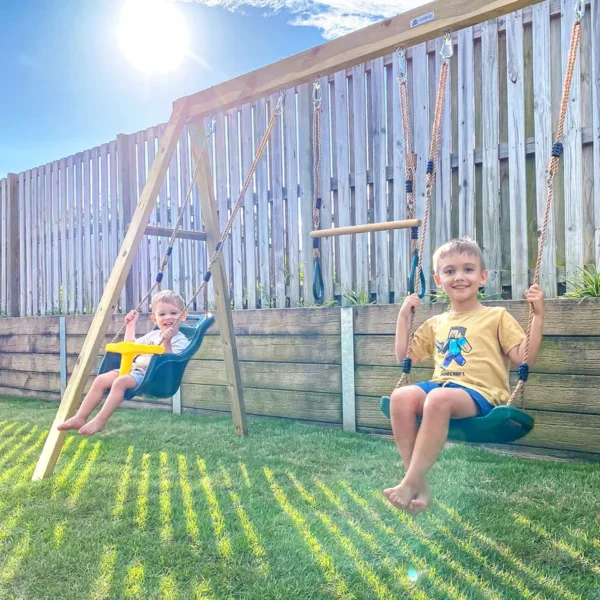 Winston 4-Station Timber Swing Set with Green Slide